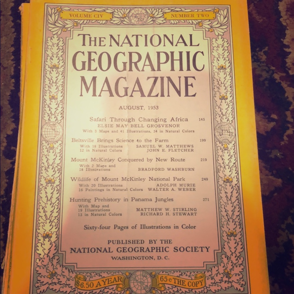 1953 Nation Geographic Magazine -Volume CIV #2-